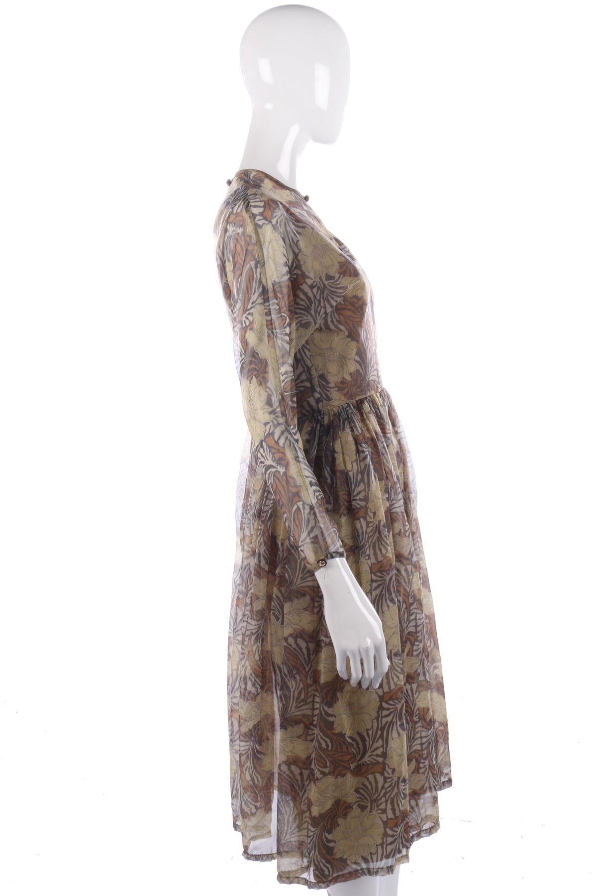 Jean Allen brown chiffon floral dress size 10/12 - Ava & Iva