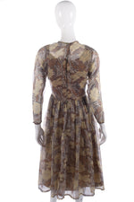 Jean Allen brown chiffon floral dress size 10/12 - Ava & Iva