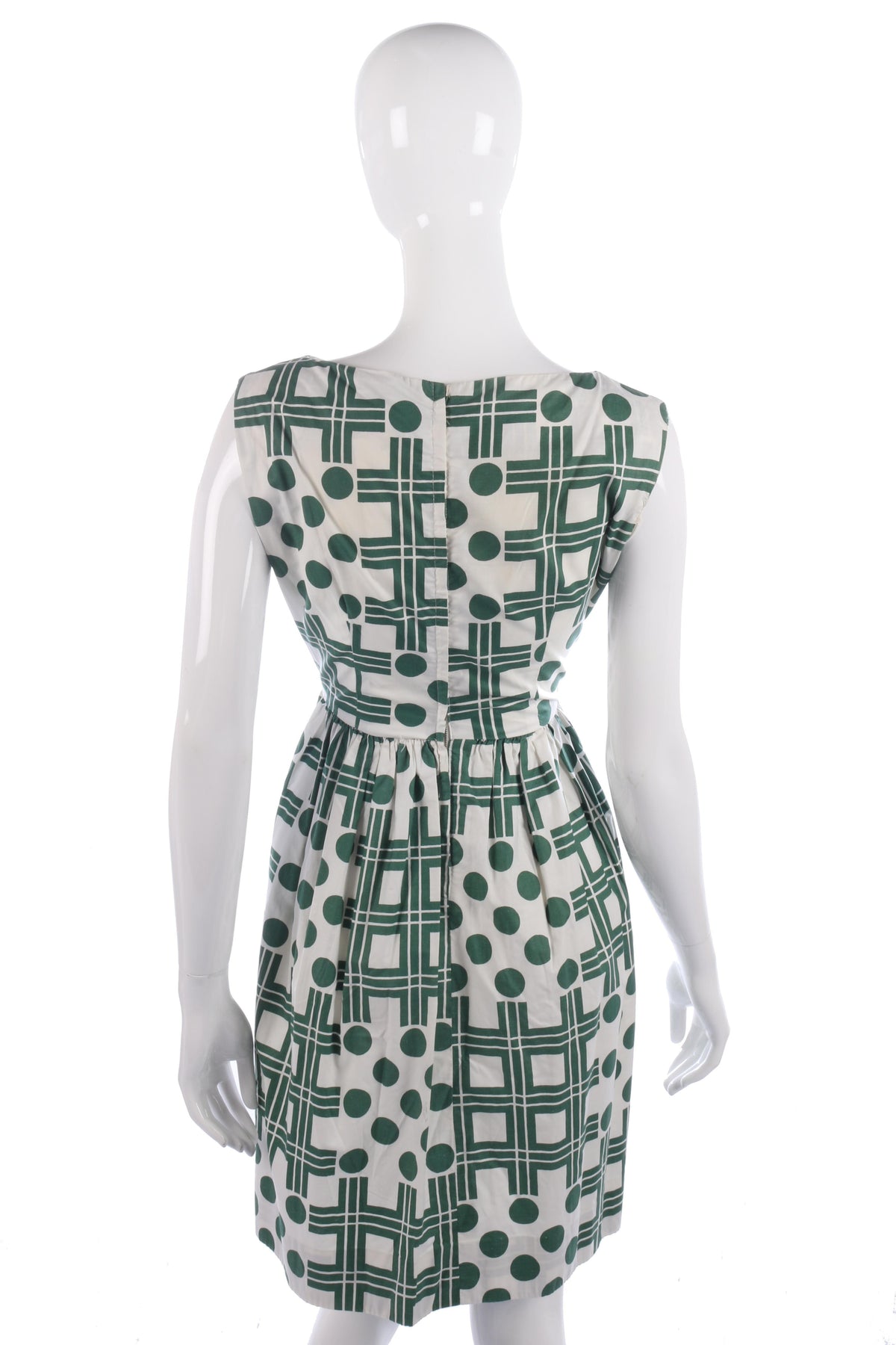 Cotton vintage 1950/s green and white dress size 10 - Ava & Iva