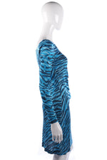 Fabulous L.K.Bennett Blue Animal Print Dress Size 10 - Ava & Iva