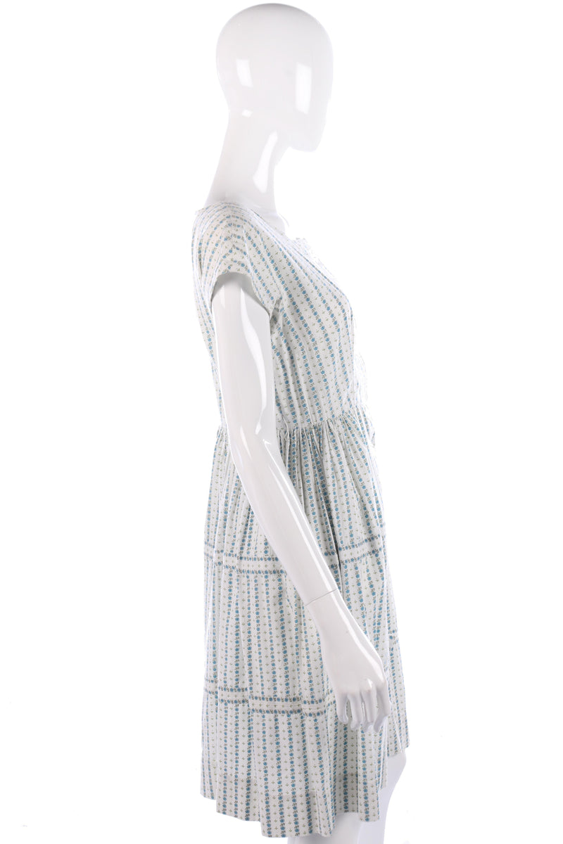1950s vintage cotton summer dress with blue flowers, size M - Ava & Iva