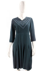 Vintage  grossmark 1940's dress navy blue - Ava & Iva