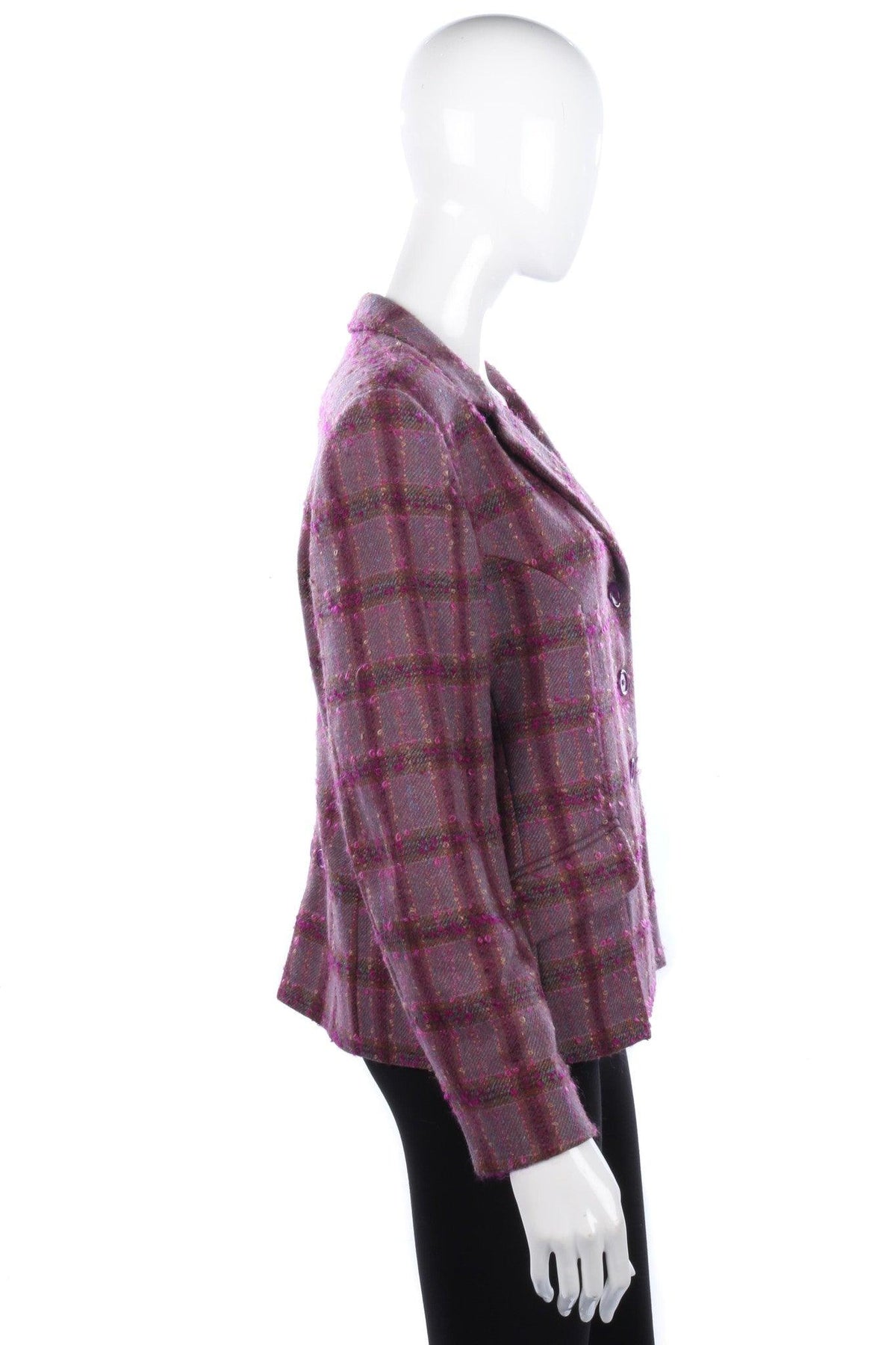Overider Jacket Purple Check wool Mix Uk Size 16 - Ava & Iva
