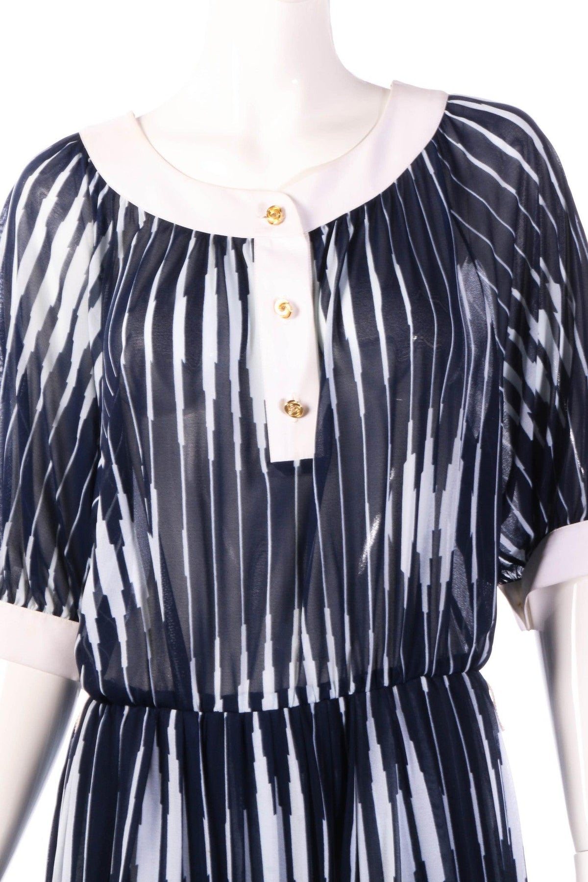 Tricosa blue and white dress with white collar detail