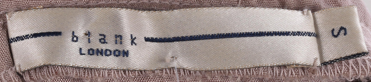 Designer silk taupe dress with beaded neckline by Blank London, size S - Ava & Iva