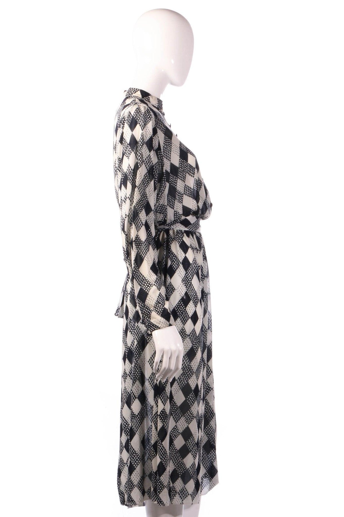 Tricosa dark blue checked patterned dress side