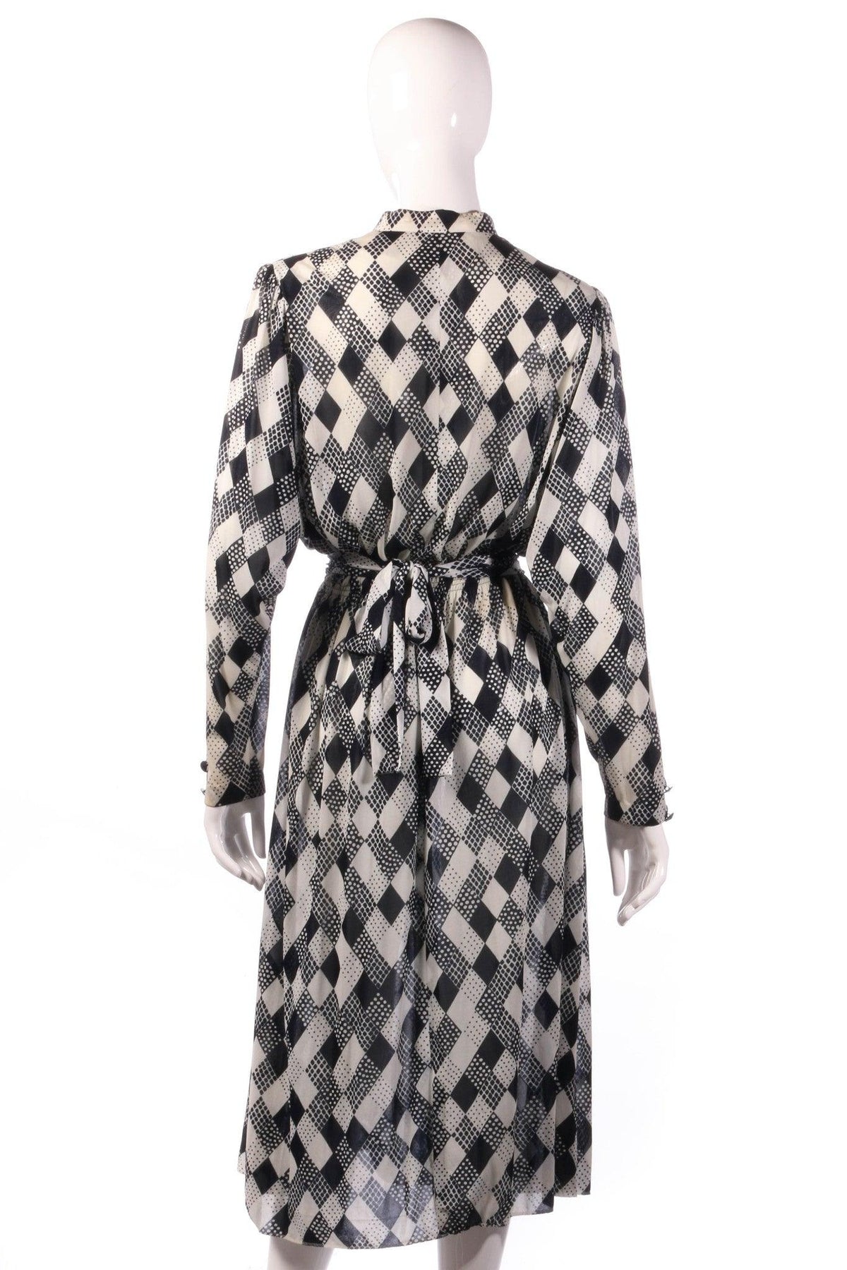 Tricosa dark blue checked patterned dress back