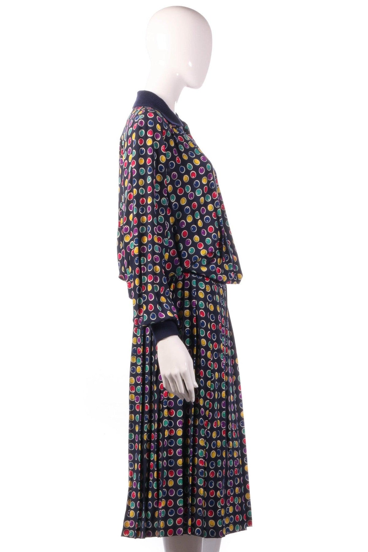 Blue skirt and top with rainbow spots side