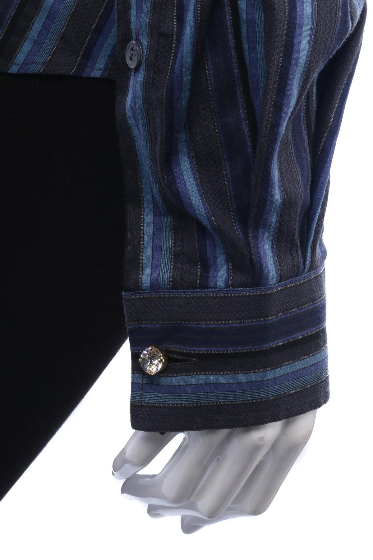 Dolce & Gabbana Cotton Blue and Grey Striped Ladies Shirt IT44 UK 12 - Ava & Iva