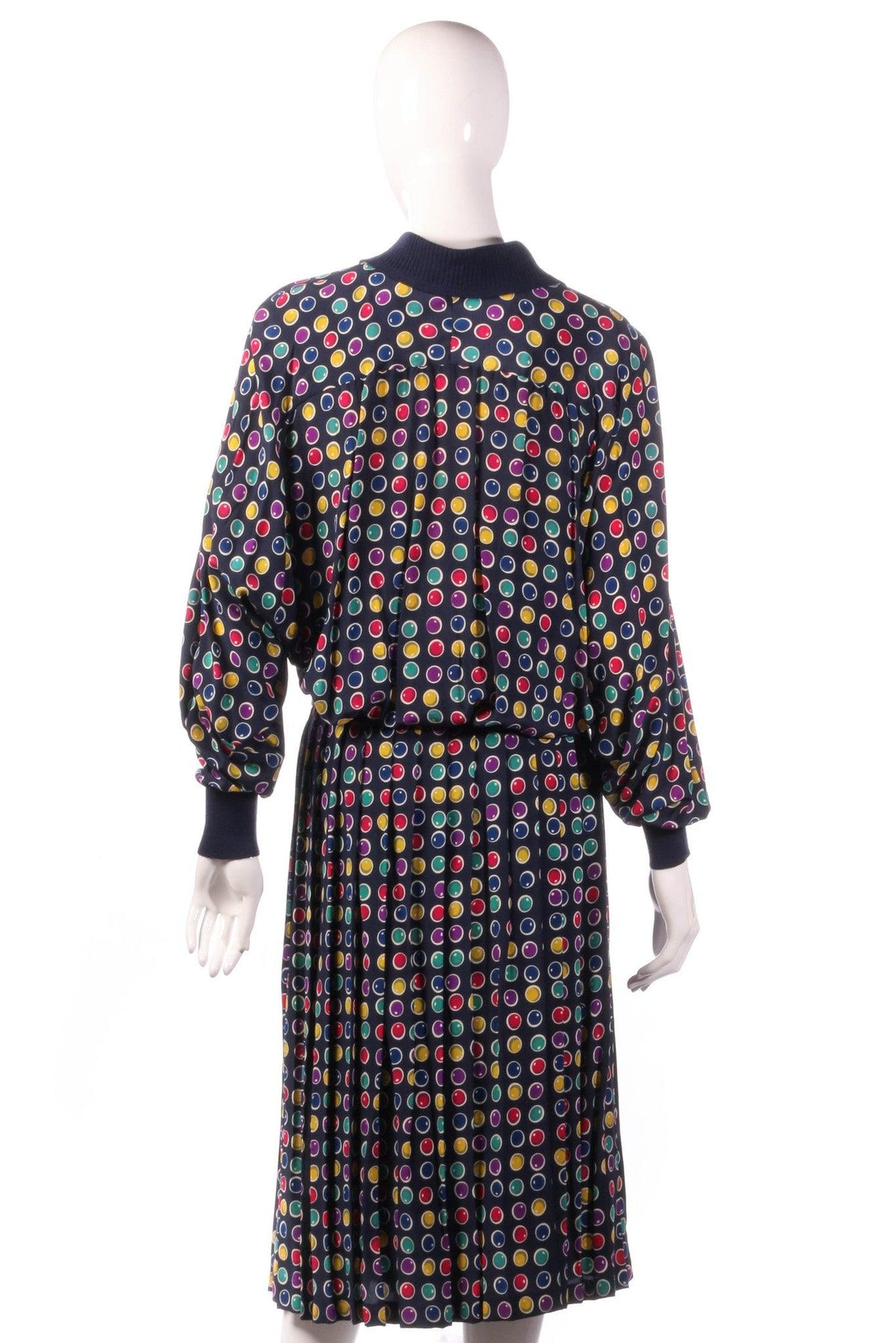 Blue skirt and top with rainbow spots back