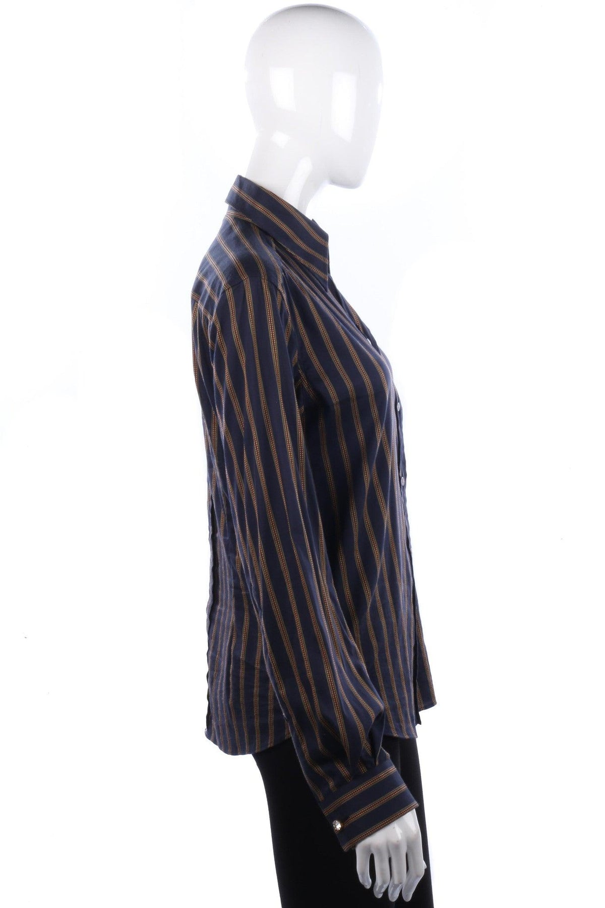 Dolce & Gabbana Cotton Ladies Shirt Dark Blue and Orange Stripe IT42 UK10 - Ava & Iva