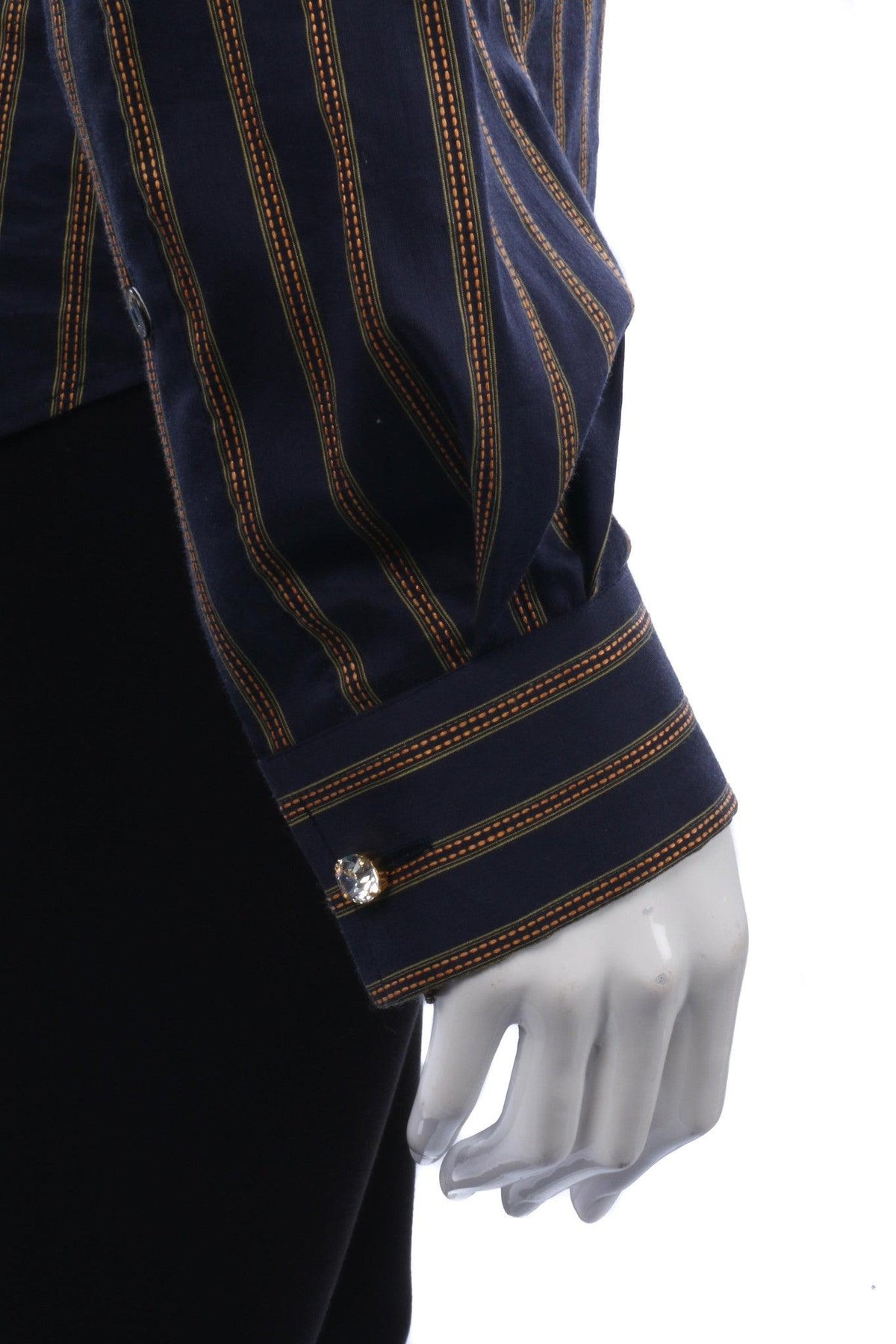 Dolce & Gabbana Cotton Ladies Shirt Dark Blue and Orange Stripe IT42 UK10 - Ava & Iva