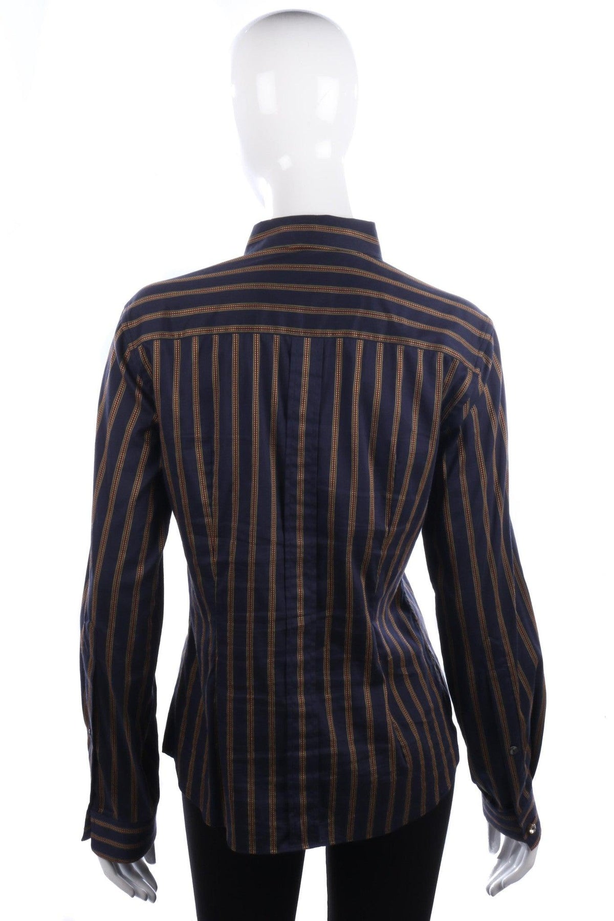 Dolce & Gabbana Cotton Ladies Shirt Dark Blue and Orange Stripe IT42 UK10 - Ava & Iva