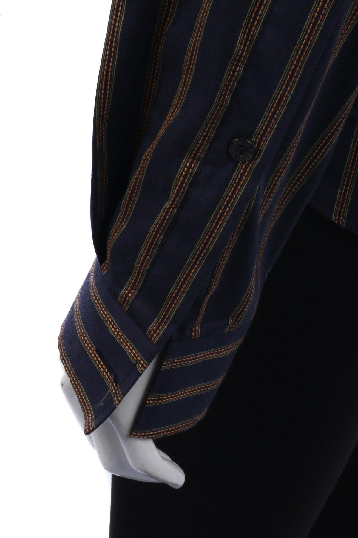 Dolce & Gabbana Cotton Ladies Shirt Dark Blue and Orange Stripe IT42 UK10 - Ava & Iva