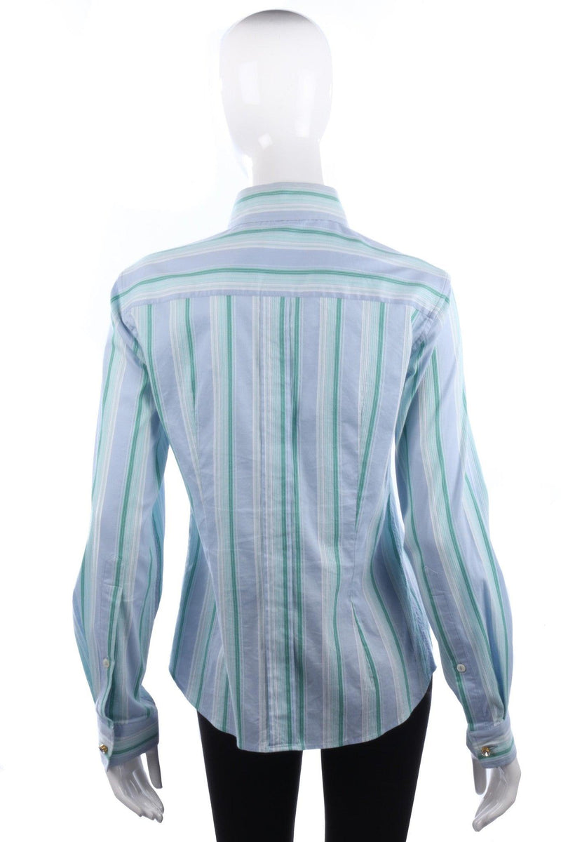 Dolce & Gabbana Ladies Shirt Cotton Blue and Green Stripes UK10 - Ava & Iva