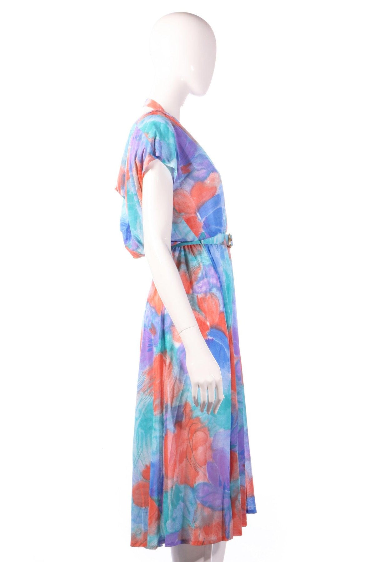 Tricosa green, yellow and red floral dress with open back size 16side