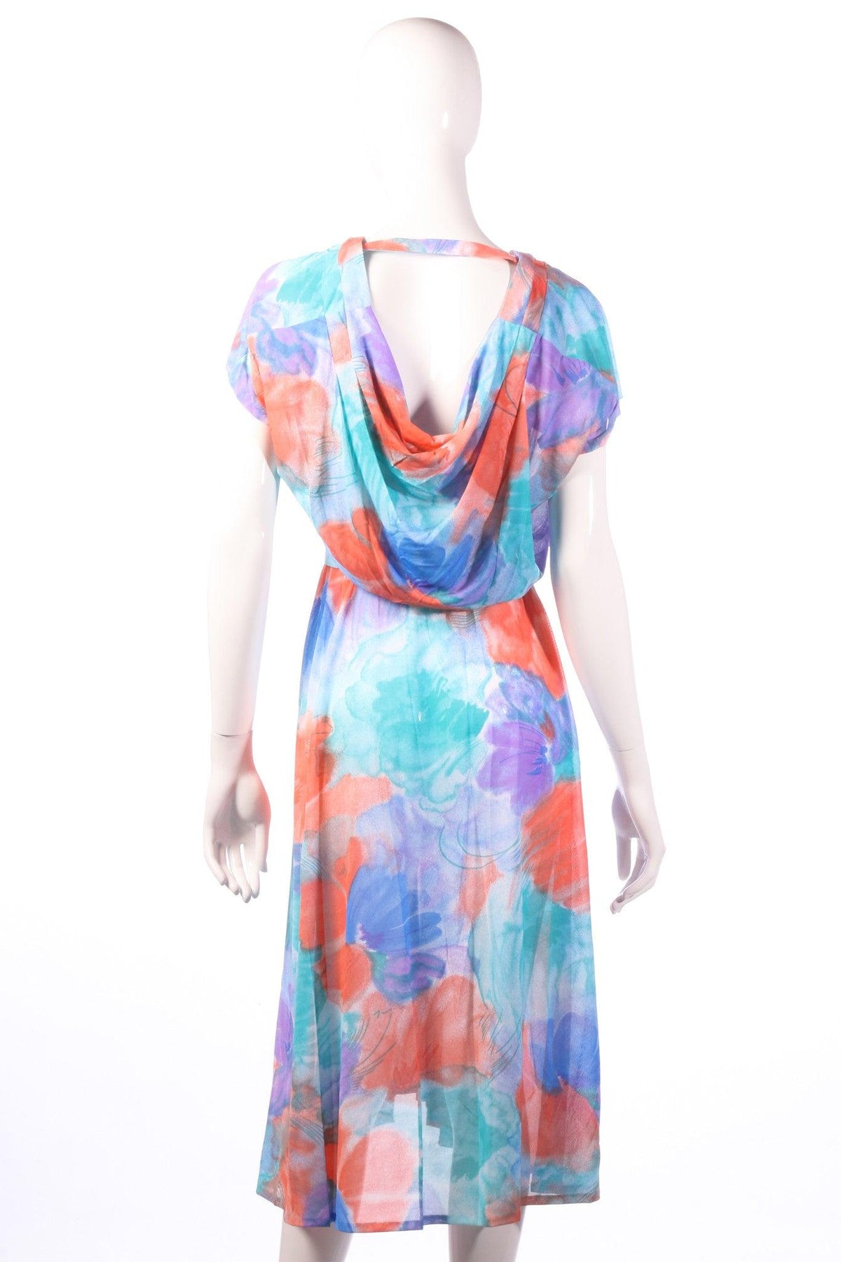 Tricosa green, yellow and red floral dress with open back size 16 back