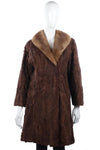Brown vintage lamb skin coat with a  mink collar UK14 - Ava & Iva