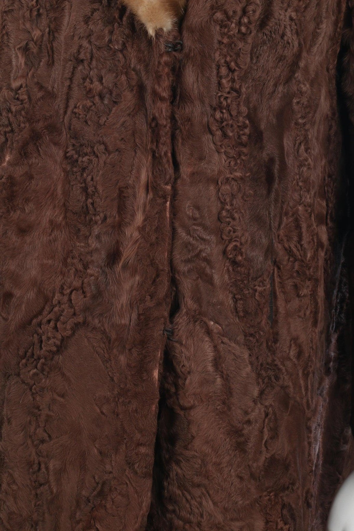 Brown vintage lamb skin coat with a  mink collar UK14 - Ava & Iva