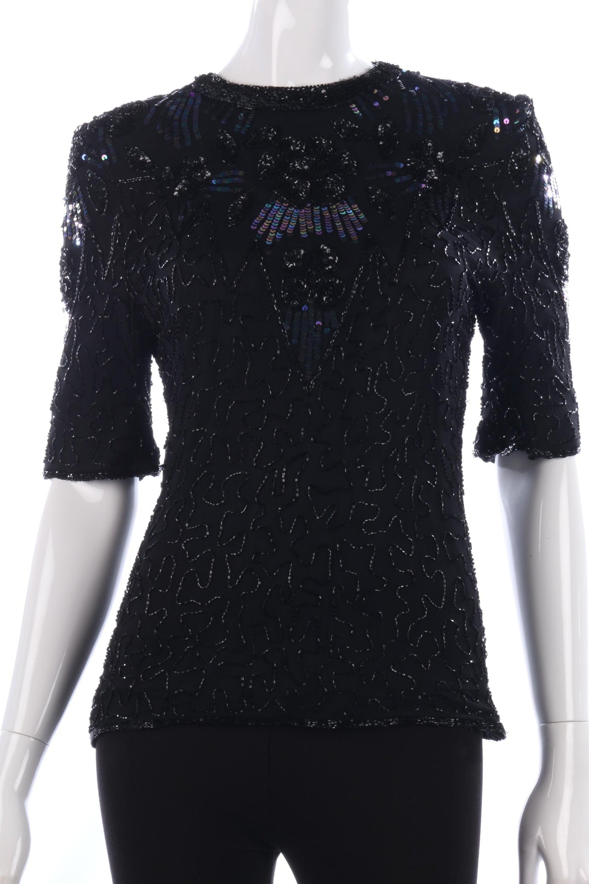 Frank Usher black beaded top size 10 - Ava & Iva
