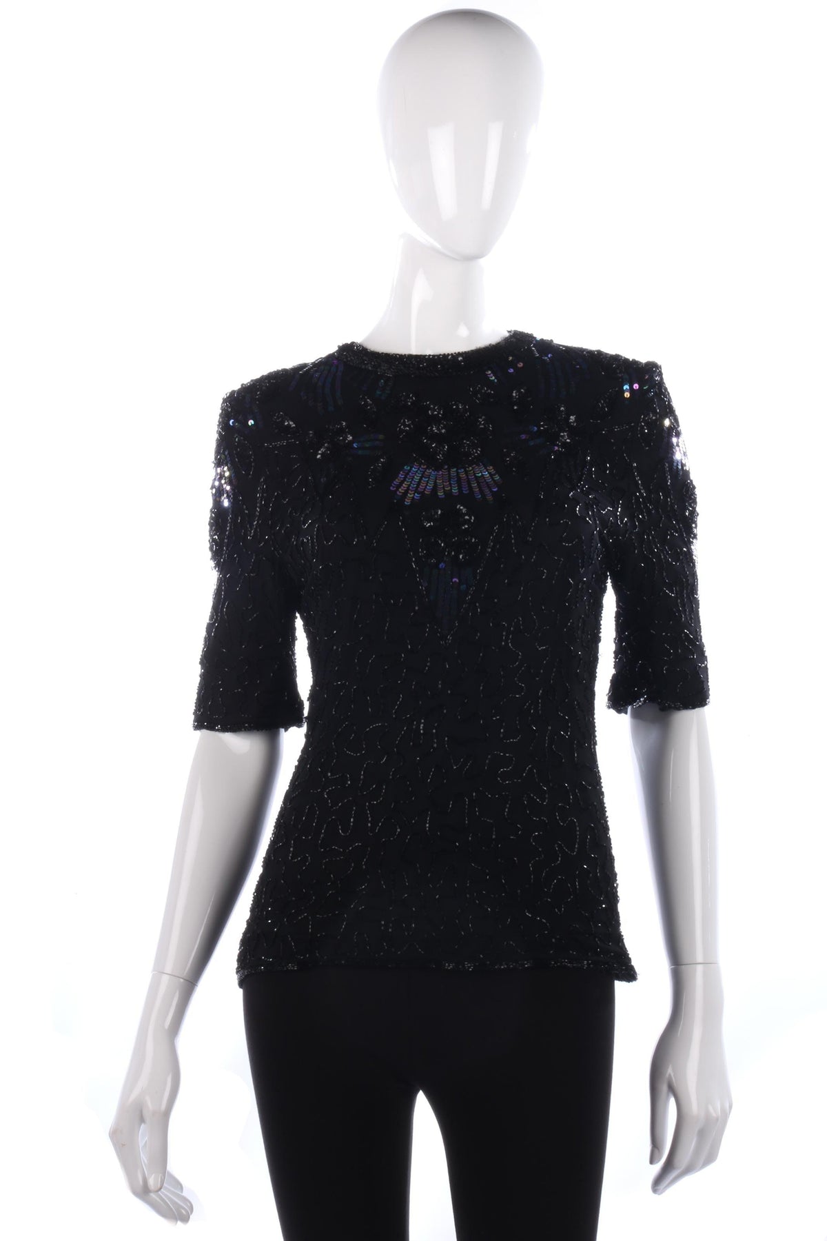 Frank Usher black beaded top size 10 - Ava & Iva