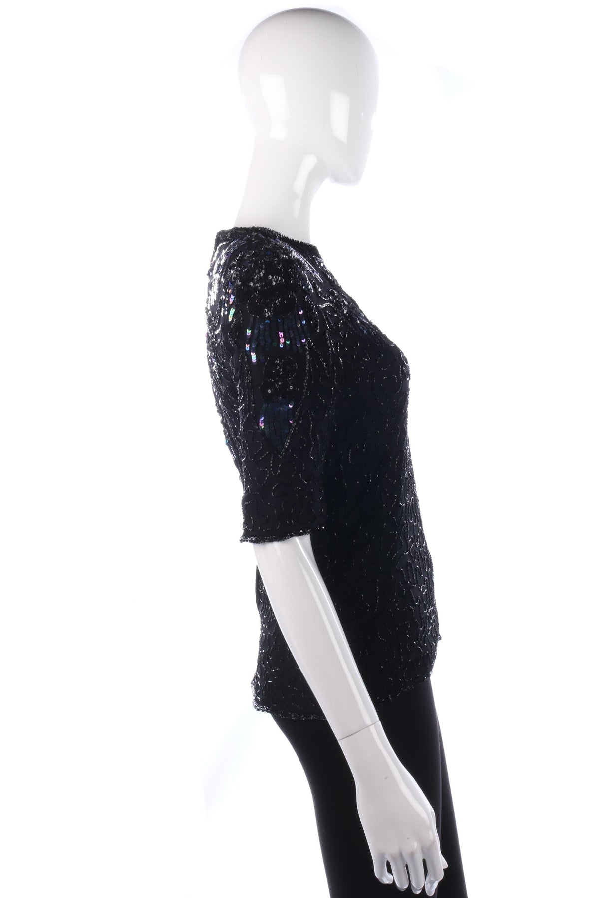 Frank Usher black beaded top size 10 - Ava & Iva