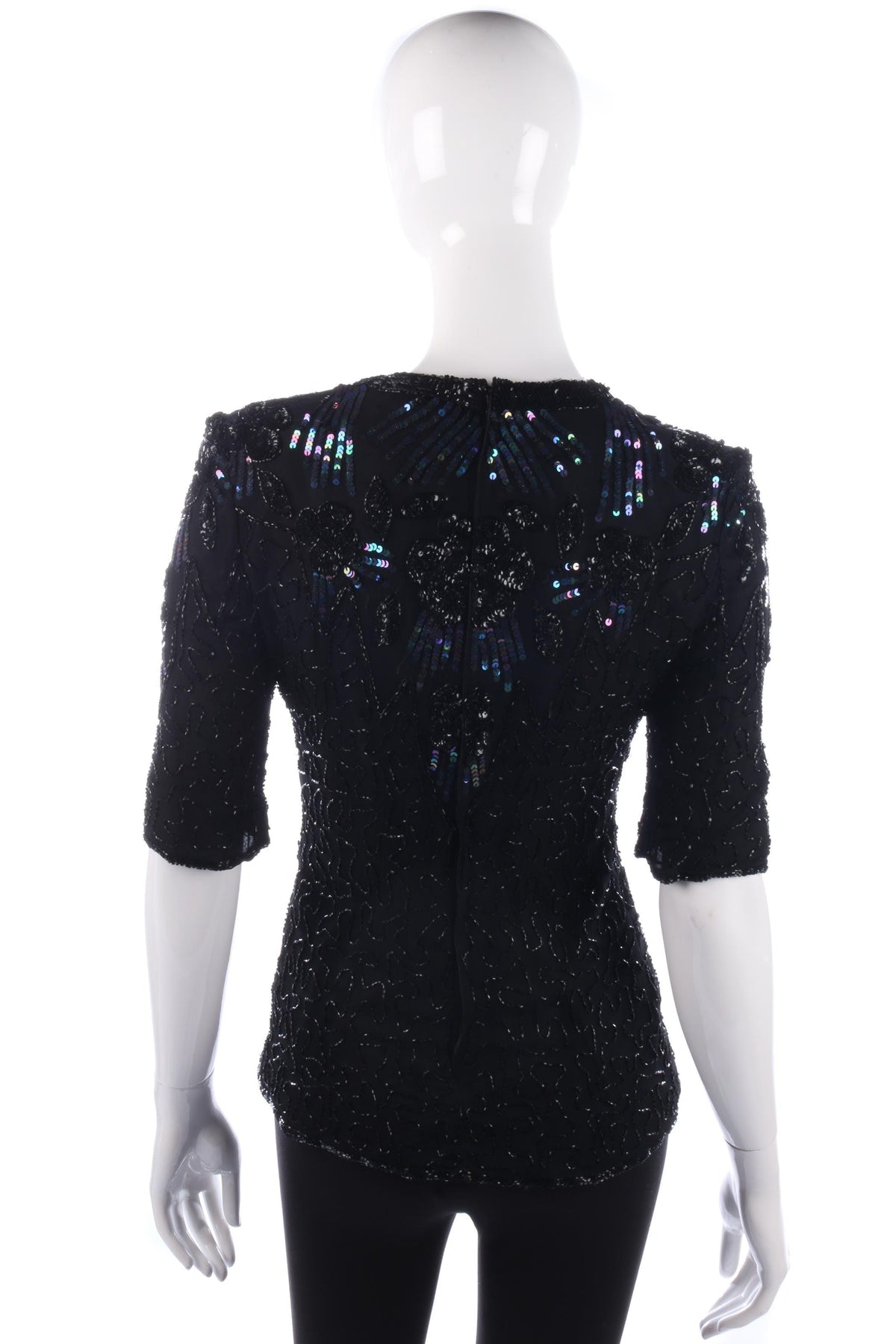 Frank Usher black beaded top size 10 - Ava & Iva