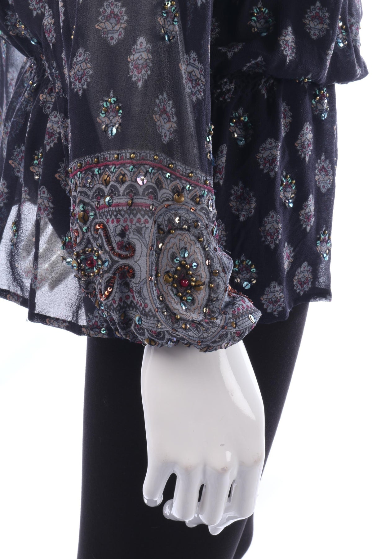 SOMI Beautiful Chiffon Beaded Top Festival Ready Blue Size 14 - Ava & Iva