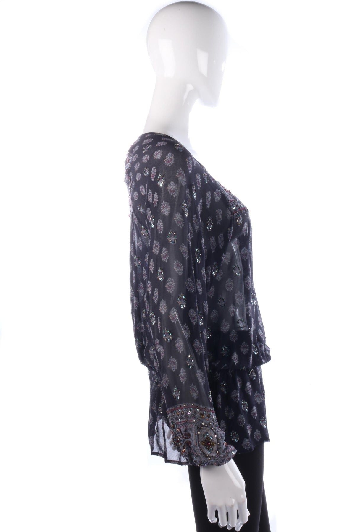 SOMI Beautiful Chiffon Beaded Top Festival Ready Blue Size 14 - Ava & Iva