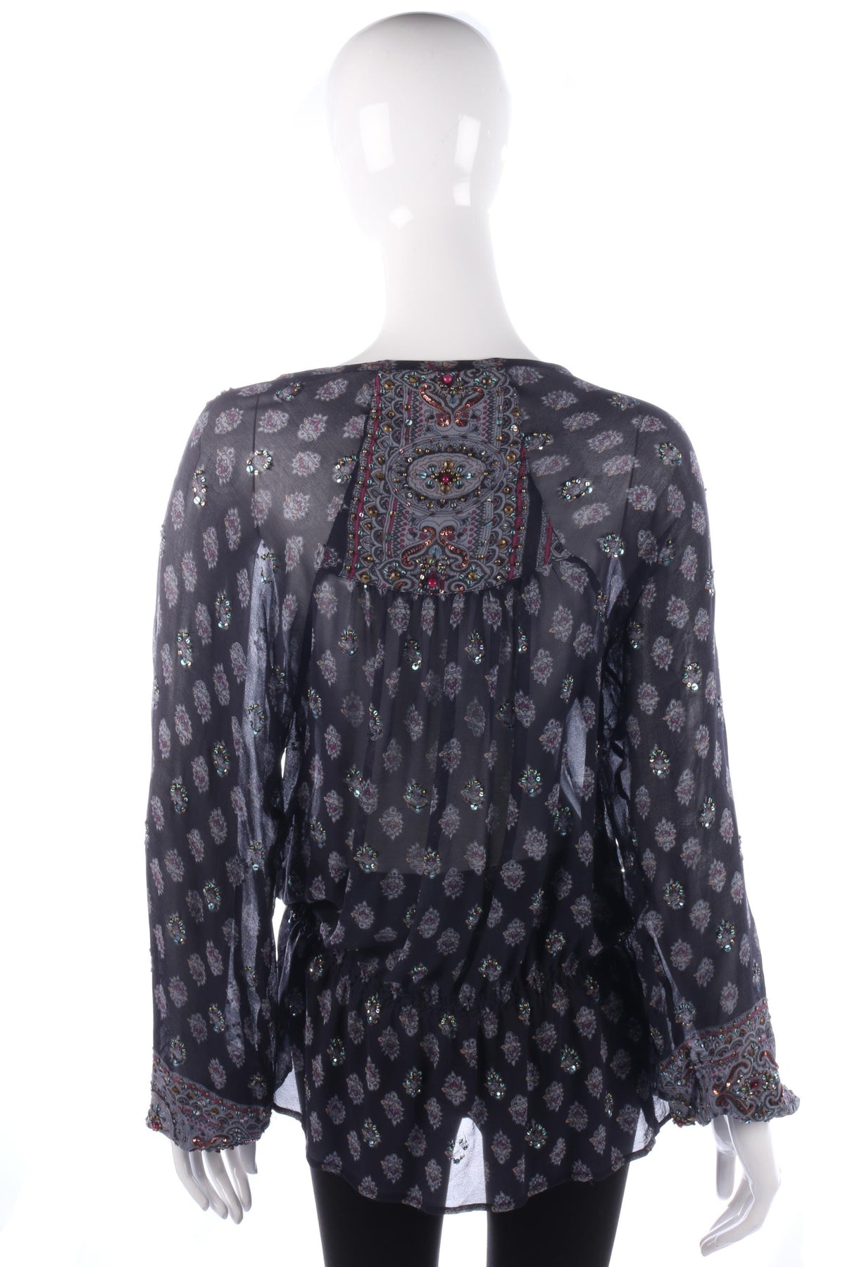 SOMI Beautiful Chiffon Beaded Top Festival Ready Blue Size 14 - Ava & Iva