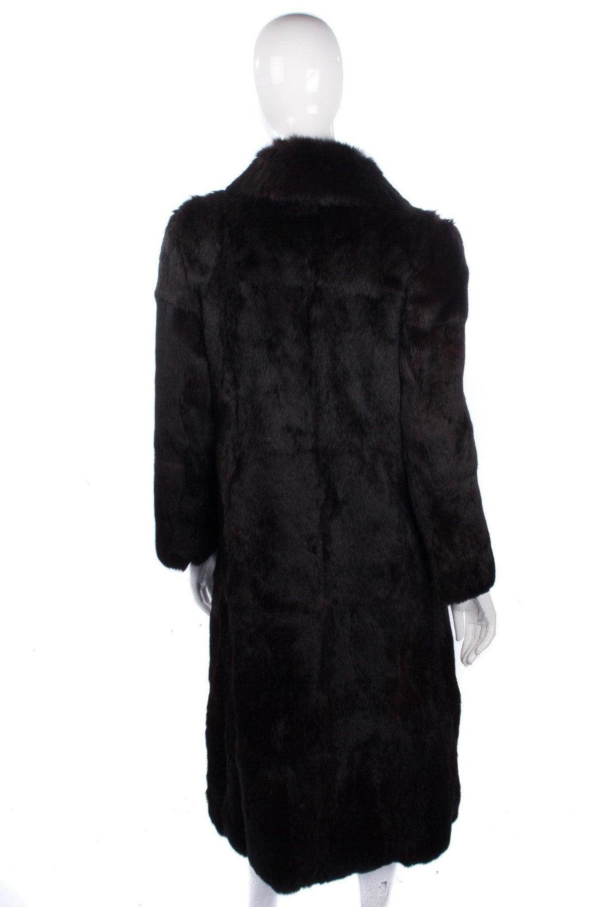 Vintage full length rabbit fur coat, very dark colour - Ava & Iva