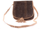 Dark brown snakeskin handbag with tassle 