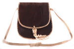 Small dark brown handbag with tassel 