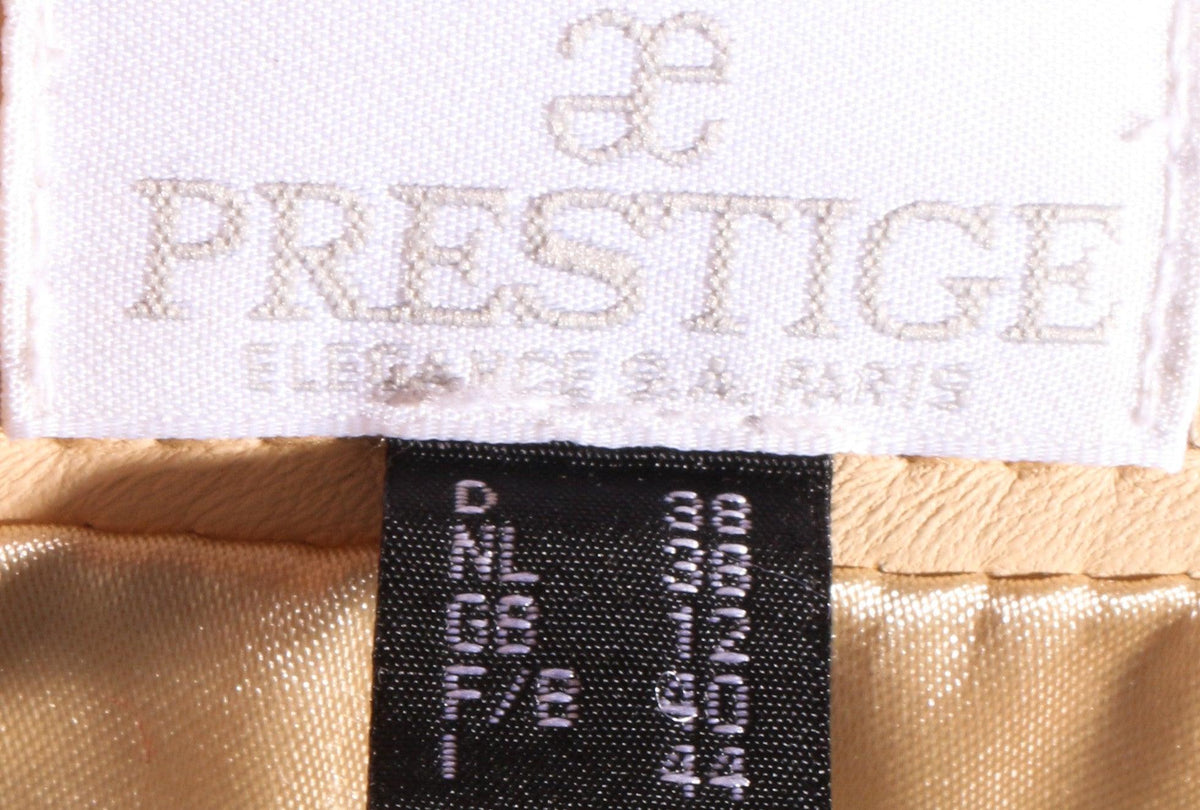Prestige beige leather skirt with cut out detail size 12 label