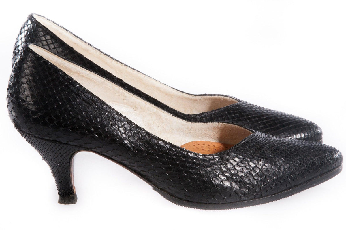 Black snake skin heels side