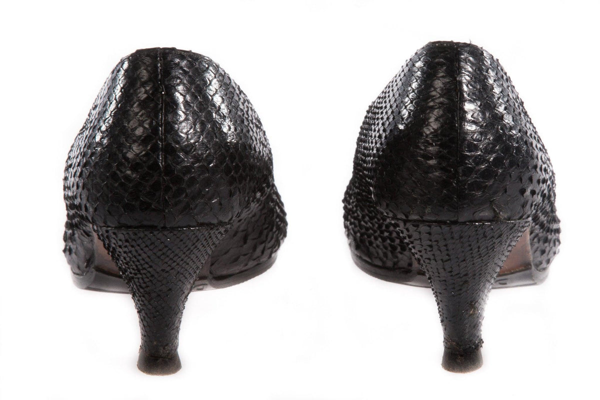 Black snake skin heels back