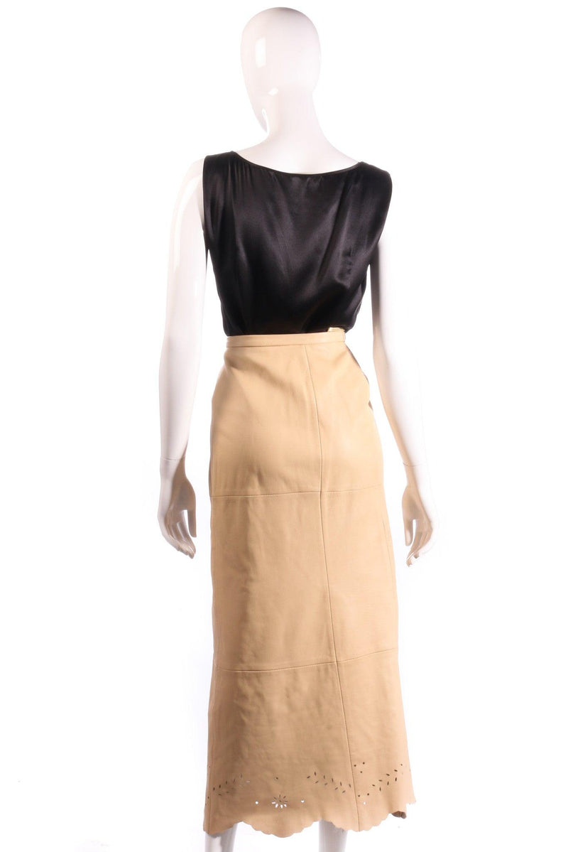 Prestige beige leather skirt with cut out detail size 12 back