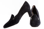 Slipper style black heeled shoes