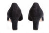 Slipper style black heeled shoes back