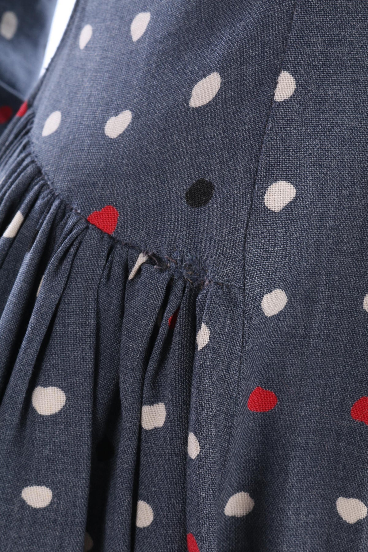 1950s Vintage Day Dress Cotton  Blue and White Spots Size S - Ava & Iva
