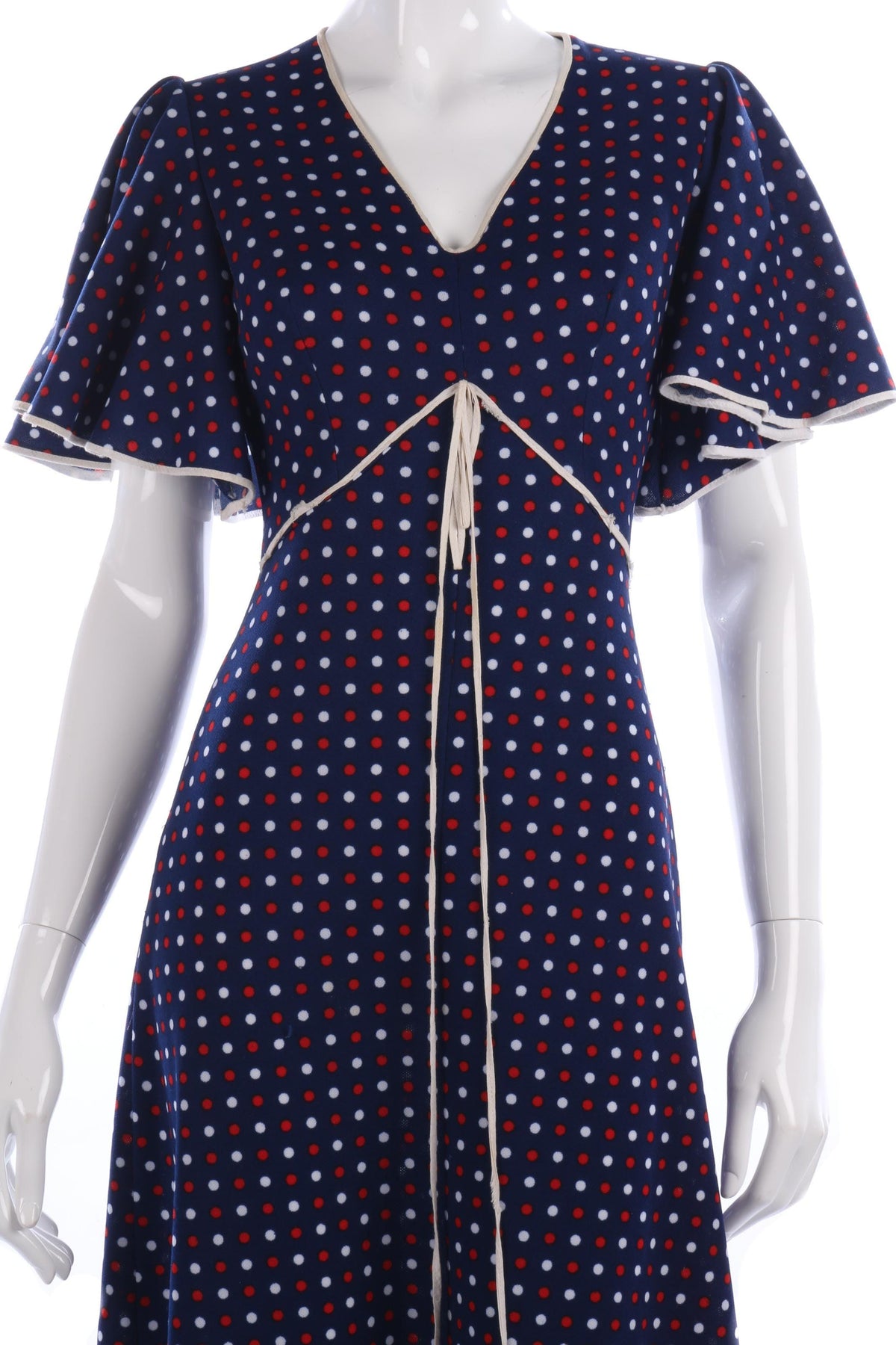 1970s vintage blue spotted dress size S/M - Ava & Iva