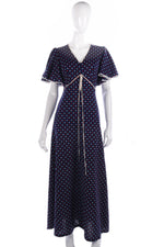 1970s vintage blue spotted dress size S/M - Ava & Iva