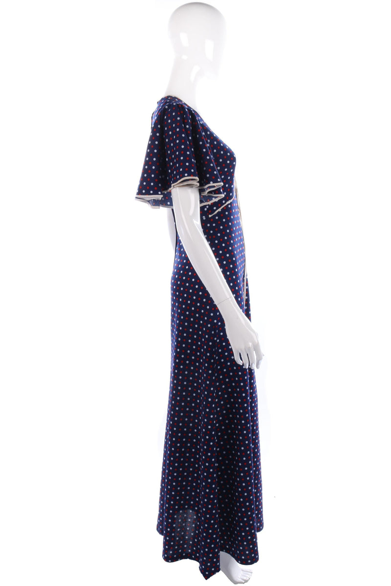 1970s vintage blue spotted dress size S/M - Ava & Iva