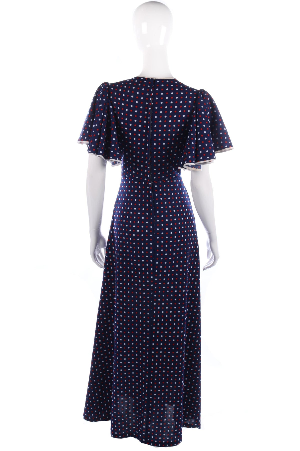 1970s vintage blue spotted dress size S/M - Ava & Iva