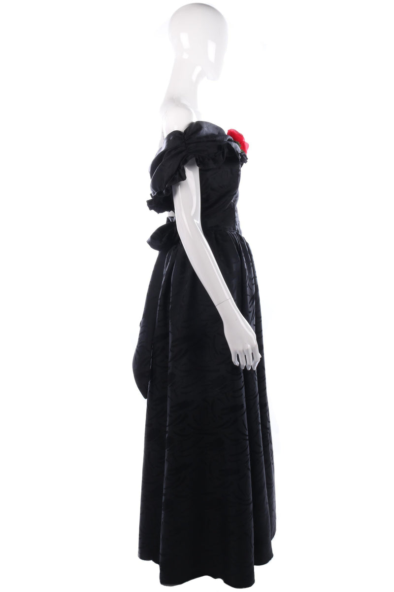 Classic black off shoulder ball gown with red rose - Ava & Iva