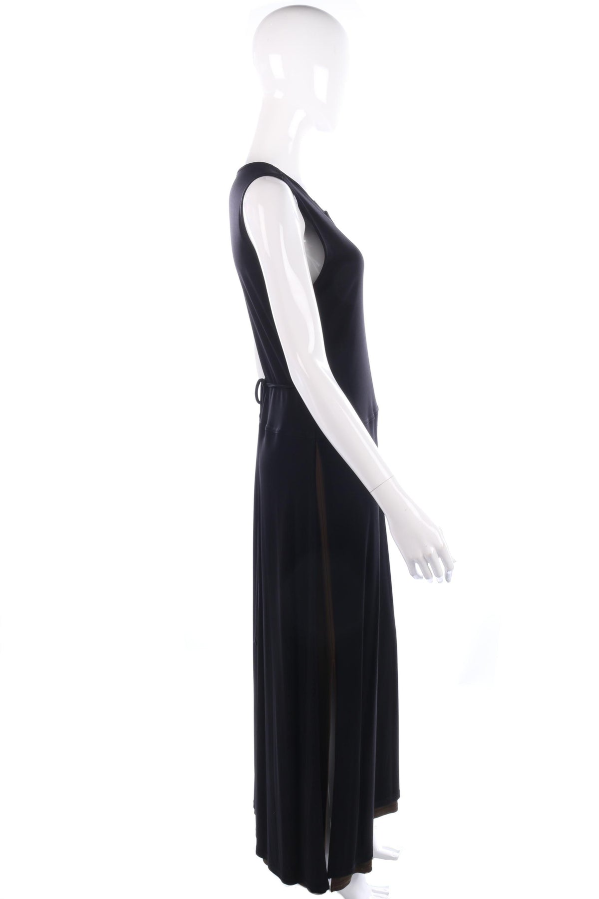 Vintage planet side split black dress with green lining, size 12 - Ava & Iva