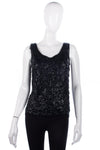 Cerimode Vintage Sequinned Sleeveless Top Black Size 36 (UK8/10) - Ava & Iva
