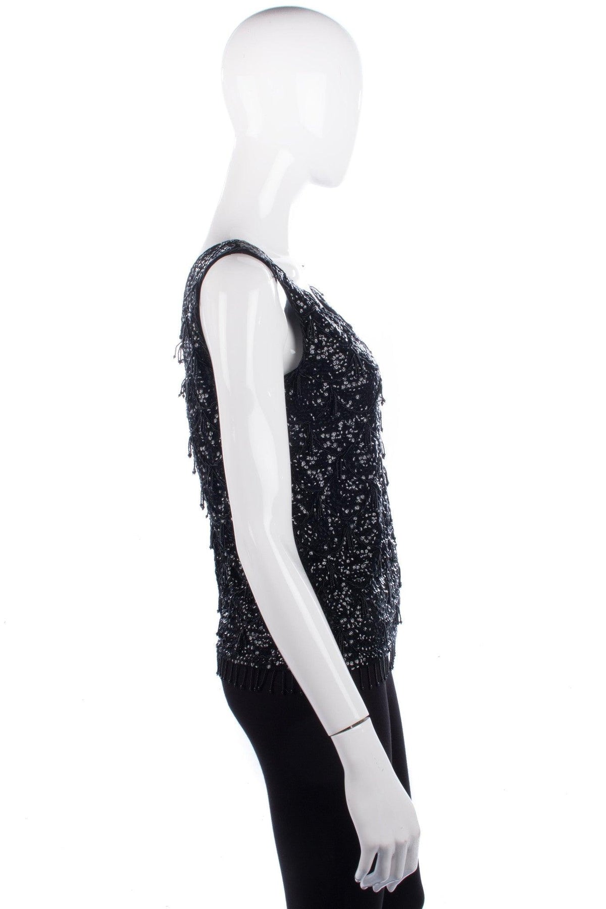 Cerimode Vintage Sequinned Sleeveless Top Black Size 36 (UK8/10) - Ava & Iva