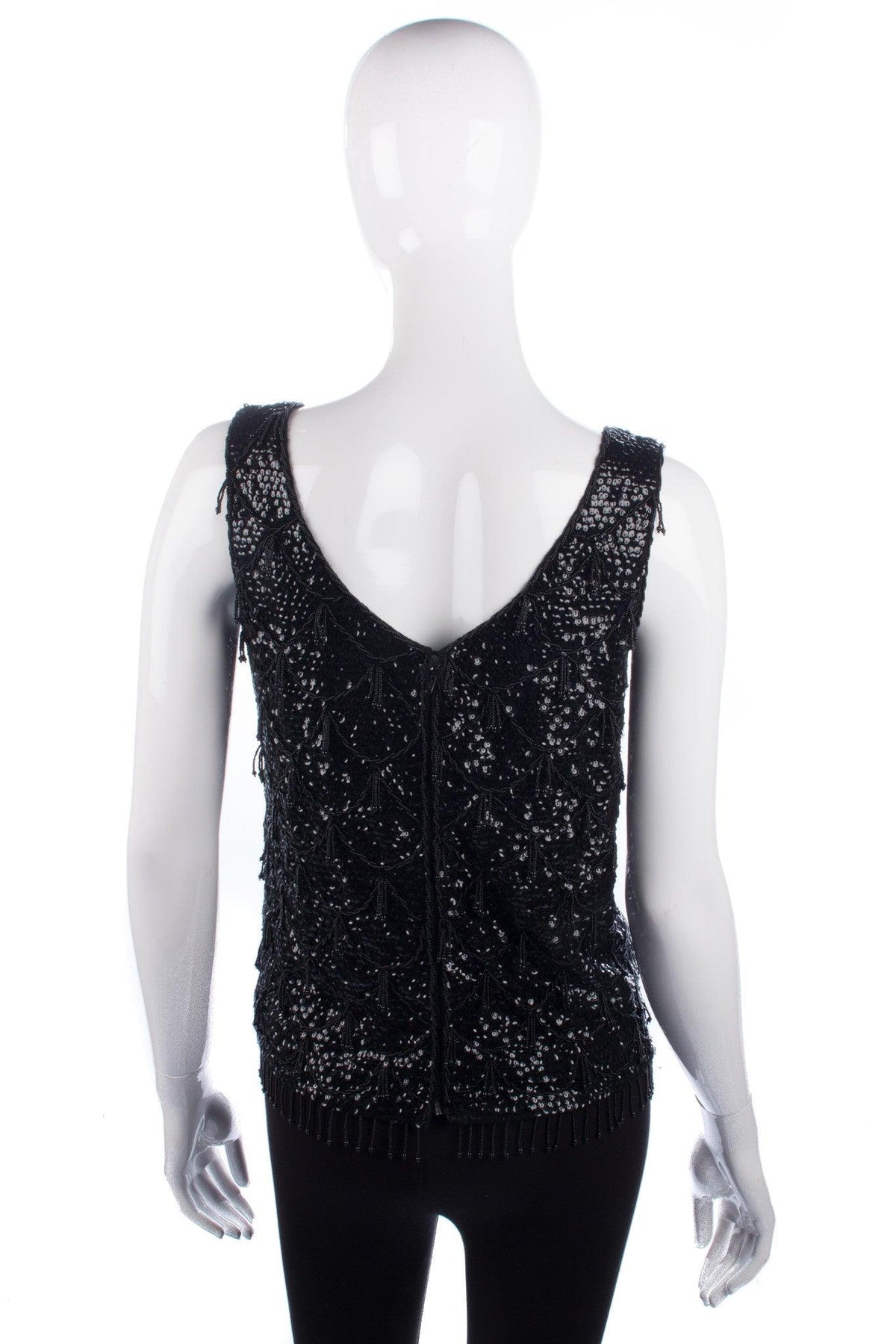 Cerimode Vintage Sequinned Sleeveless Top Black Size 36 (UK8/10) - Ava & Iva