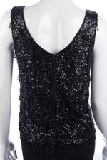 Cerimode Vintage Sequinned Sleeveless Top Black Size 36 (UK8/10) - Ava & Iva